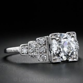 1.70 Carat Antique Cushion-Cut Engagement Ring in Platinum