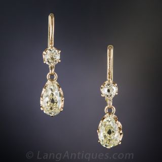 1.70 Carat Antique Diamond Earrings