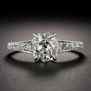 1.72 Carat Antique Cushion Diamond Engagement Ring