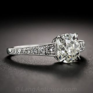 1.72 Carat Antique Cushion Diamond Engagement Ring
