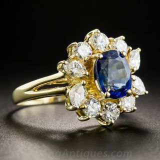 1.72 Carat Ceylon Sapphire and Diamond Ring 