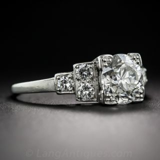 1.72 Carat Diamond Art Deco Engagement Ring in Platinum 
