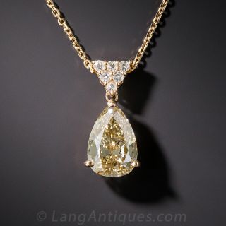 1.72 Carat Natural Fancy Color Pear Shape Diamond Pendant 