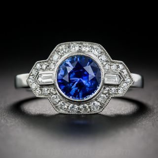 1.72 Carat Sapphire and Diamond Art Deco Style Ring