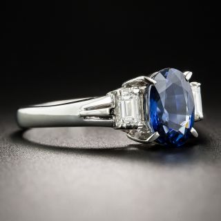 1.73 Carat Sapphire Platinum and Diamond Ring