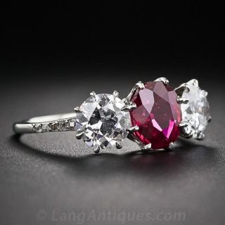 1.74 Carat Ruby and Diamond Ring