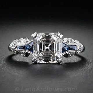 1.75 Carat  Asscher-Cut Diamond Art Deco Ring