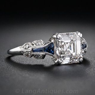 1.75 Carat  Asscher-Cut Diamond Art Deco Ring