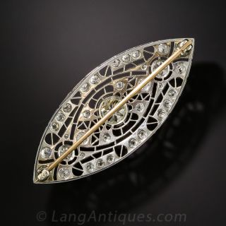 1.75 Carat Center Diamond and Platinum Art Deco Brooch