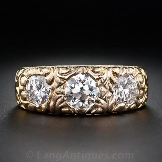 1.75 Carat Diamond Antique Three-Stone Ring