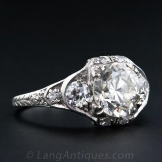 1.75 Carat Diamond Original Art Deco Platinum Engagement Ring