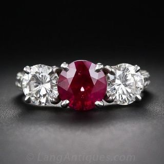 1.75 Carat Ruby and Diamond Estate Ring - 1