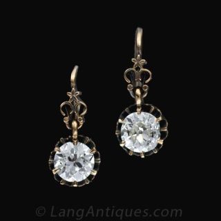 1.75 Carat Victorian Diamond Drop Earrings