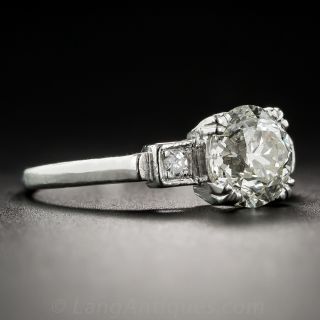 1.76 Carat Diamond and Platinum Vintage Engagement Ring - GIA