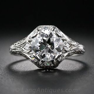 1.76 Carat Edwardian Diamond Engagement Ring 