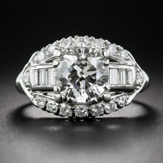 1.76 Carat Platinum and Diamond Art Deco Ring