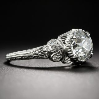 1.77 Carat Diamond Art Deco Engagement Ring GIA J SI1