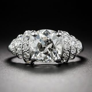 1.80 Carat Antique Cushion-Cut Diamond Art Deco Ring