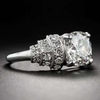 1.80 Carat Antique Cushion-Cut Diamond Art Deco Ring