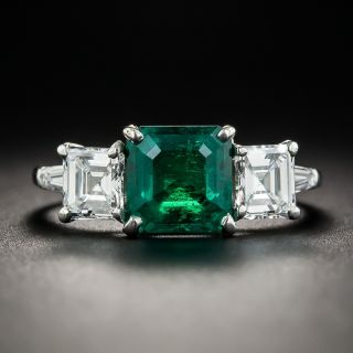 1.80 Carat Colombian Emerald Platinum Diamond Ring - 1
