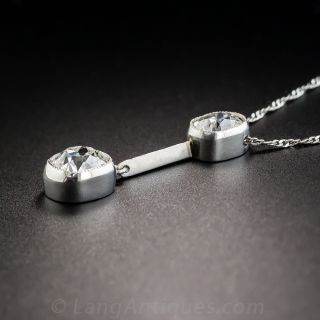 1.80 Carat Twin Diamond Art Deco Platinum Pendant Necklace