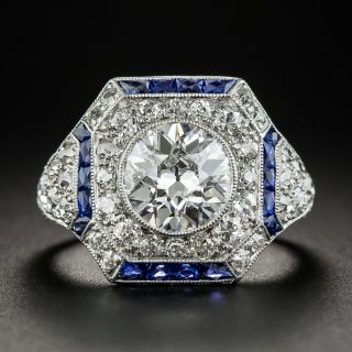 1.81 Carat Art Deco Style Ring with Calibre Sapphires - 1