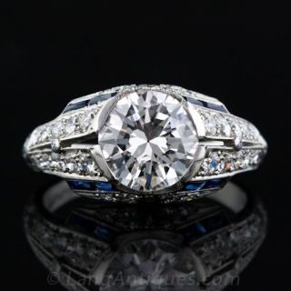 1.82 Carat Diamond Art Deco Style Engagement Ring