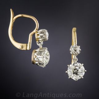1.82 Carat Edwardian Platinum and Gold Diamond Drops 