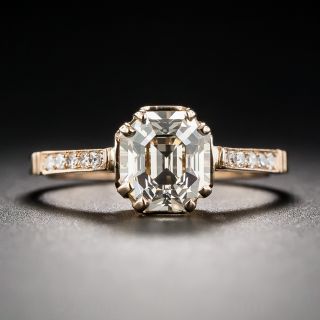 1.82 Carat Light Brown Asscher-Cut Diamond Ring