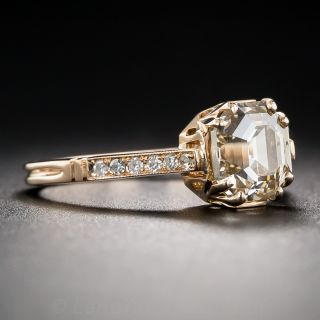 1.82 Carat Light Brown Asscher-Cut Diamond Ring