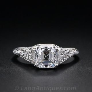 1.82 Carat Old Asscher-Cut  Diamond Edwardian Engagement Ring