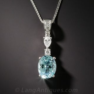 1.82 Carat Paraiba Tourmaline and Diamond Pendant 