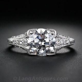 1.82 Carat Platinum and Diamond Art Deco Engagement Ring