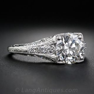1.82 Carat Platinum and Diamond Art Deco Engagement Ring