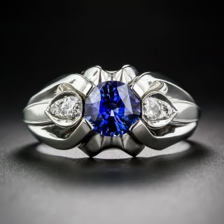 1.82 Carat Sapphire and Diamond Gent's Ring