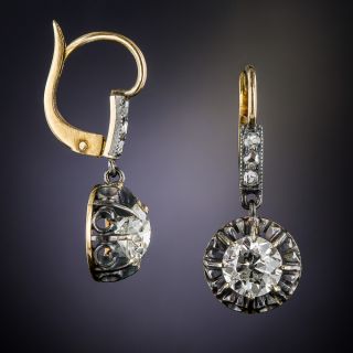  1.85 Carat Antique Diamond Earrings