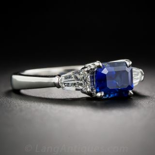 1.85 Carat Emerald-Cut Sapphire and Diamond Ring