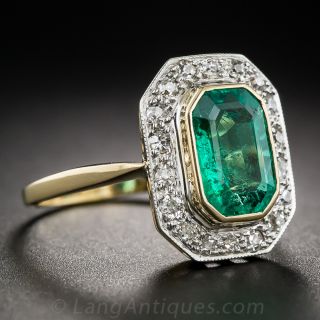 1.85 Carat Vintage Emerald and Diamond Ring