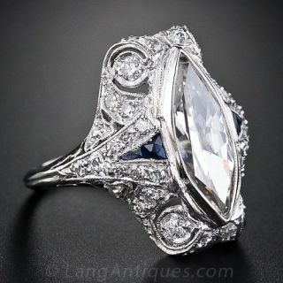1.86 Carat Marquise Diamond Art Deco Ring
