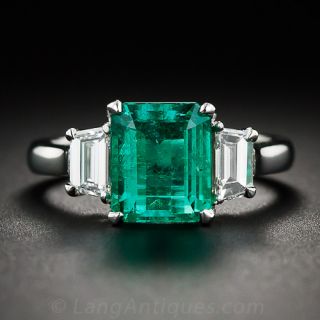 1.89 Carat Emerald, Platinum and Diamond Ring