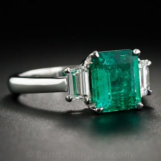 1.89 Carat Emerald, Platinum and Diamond Ring