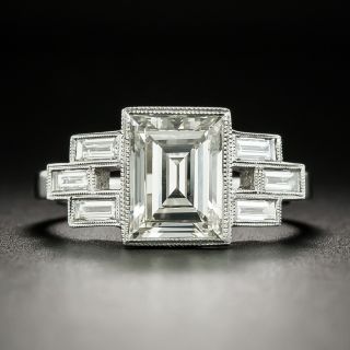  1.90 Carat Carré-Cut and Baguette Diamond Ring - 1