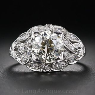 1.90 Carat Faint-Yellow Deco Diamond Ring - Size 5 1/4 - sizing limited.