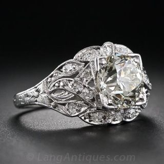 1.90 Carat Faint-Yellow Deco Diamond Ring - Size 5 1/4 - sizing limited.