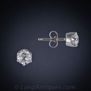 1.90 Carat Old Mine-Cut Diamond Stud Earrings