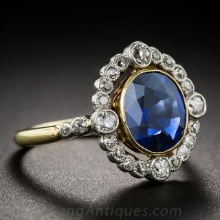 1.91 Carat Natural, No-Heat Sapphire and Diamond Ring