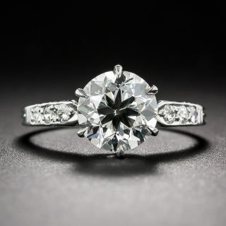 1.92 Carat European-Cut Diamond GIA: J-VVS2 Antique Engagement Ring in Platinum