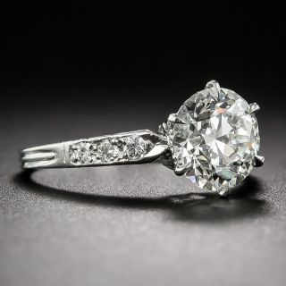 1.92 Carat European-Cut Diamond GIA: J-VVS2 Antique Engagement Ring in Platinum