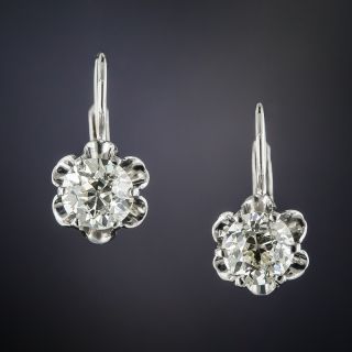 1.93 Carat Diamond Vintage Drop Earrings - GIA
