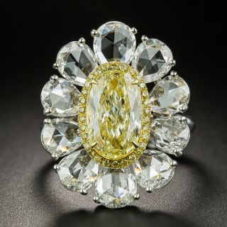 1.93 Carat Natural Fancy Yellow Diamond Flower Cocktail Ring - GIA - 2